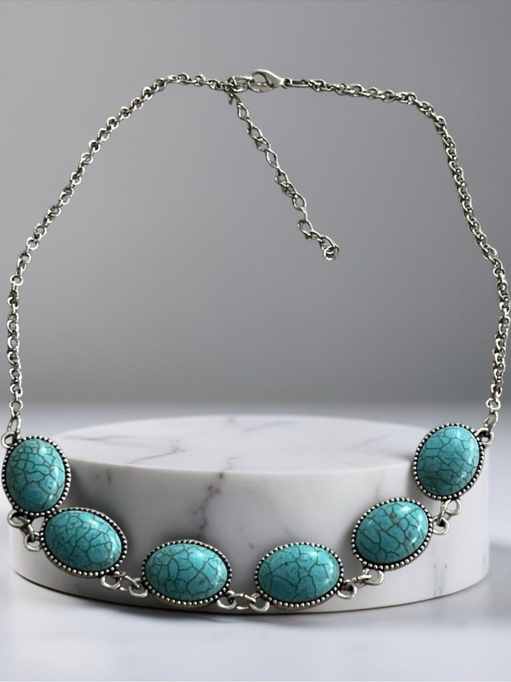 Turquoise Oval Stone Necklace - Women Jewelry